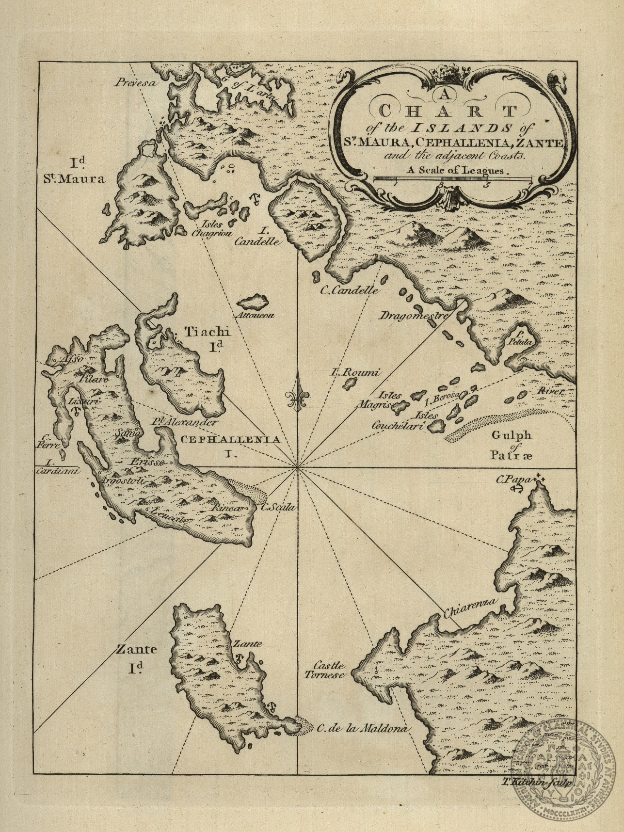 A chart of the islands of S. Maura, Cephallenia, Zante and the adjacent coasts